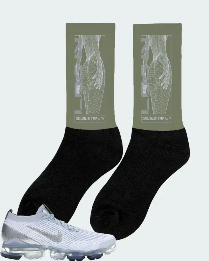 Nike Air VaporMax Flyknit 3 Sneaker Matching Olive Socks (LOGIN) - View 3