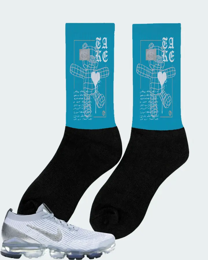 Nike Air VaporMax Flyknit 3 Sneaker Matching Aqua Socks (TAKE) - View 3