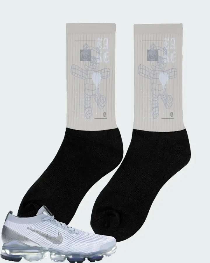 Nike Air VaporMax Flyknit 3 Sneaker Matching Grey Socks (TAKE) - View 3