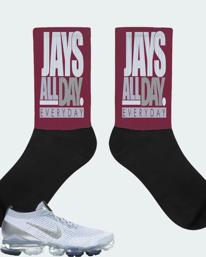 Nike Air VaporMax Flyknit 3 Sneaker Matching Maroon Socks - Jays All Day