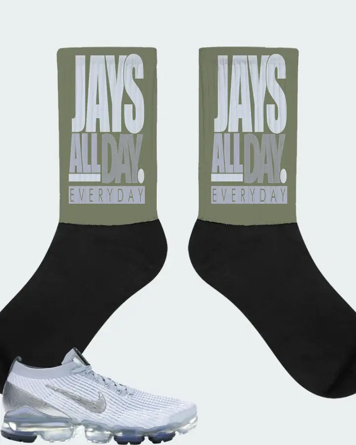 Nike Air VaporMax Flyknit 3 Sneaker Matching Olive Socks - Jays All Day