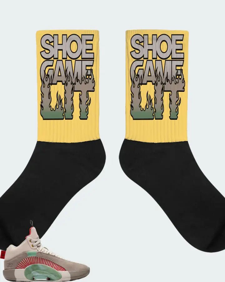 Jordan XXXV Sneaker Matching Yellow Socks - Shoe Game Lit Refreshed