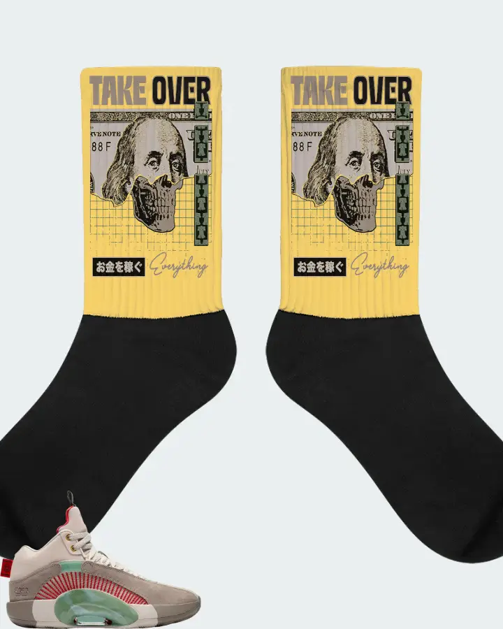 Jordan XXXV Sneaker Matching Yellow Socks - Take Over