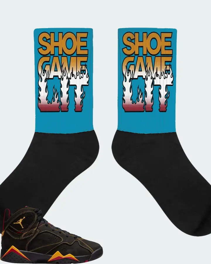 Jordan 7 Retro Sneaker Matching Aqua Socks - Shoe Game Lit Refreshed