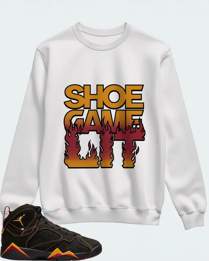 Jordan 7 Retro Sneaker Matching White Sweatshirt - Shoe Game Lit Refreshed