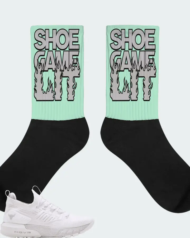 Under Armour Project Rock 3 Sneaker Matching Mint Socks - Shoe Game Lit Refreshed
