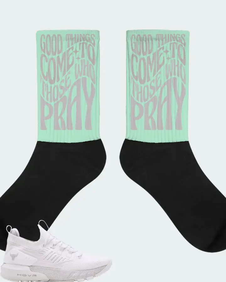 Under Armour Project Rock 3 Sneaker Matching Mint Socks - Good Things Come To Those Who Pray