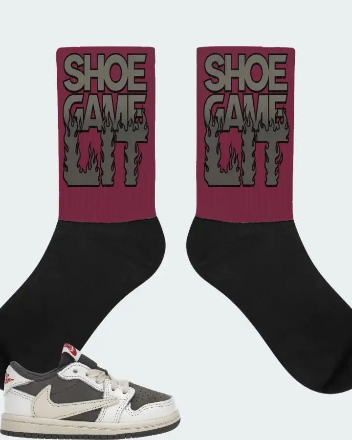 Jordan 1 Retro Low OG SP Sneaker Matching Maroon Socks - Shoe Game Lit Refreshed
