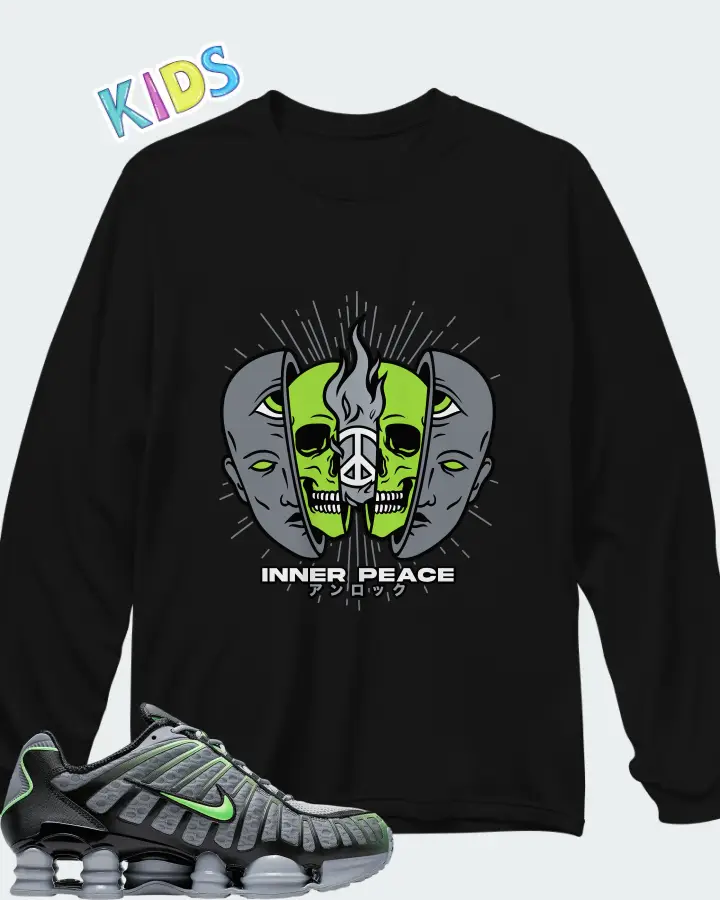 Nike Shox TL Wolf Grey Lime Blast Matching Kid's Long Sleeve T-Shirt