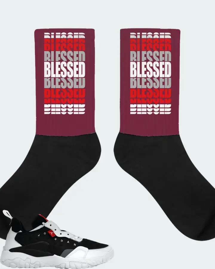 Jordan Delta 2 Sneaker Matching Maroon Socks - BLESSED Many Times