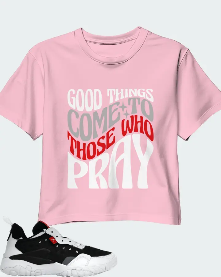 Jordan Delta 2 Sneaker Matching Pink Crop Top - Good Things Come To Those Who Pray