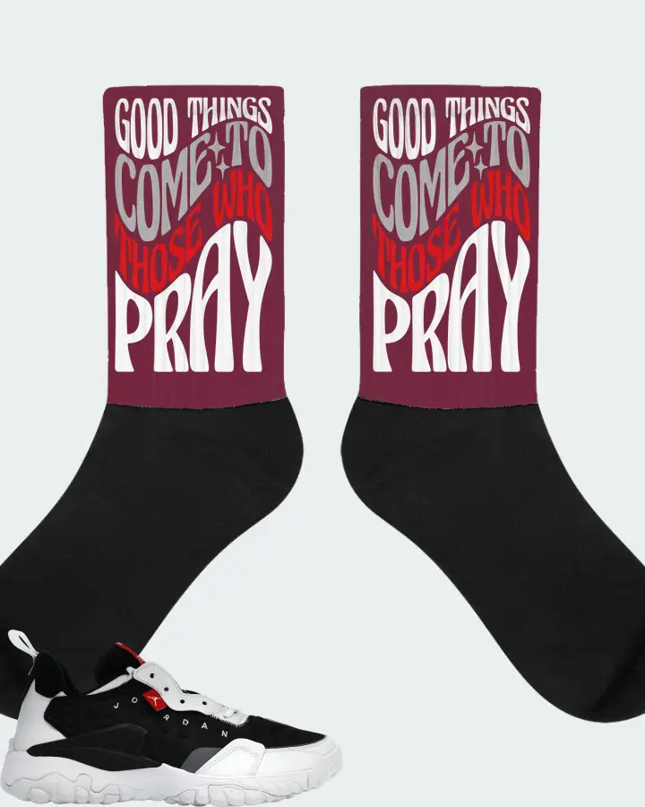 Jordan Delta 2 Sneaker Matching Maroon Socks - Good Things Come To Those Who Pray