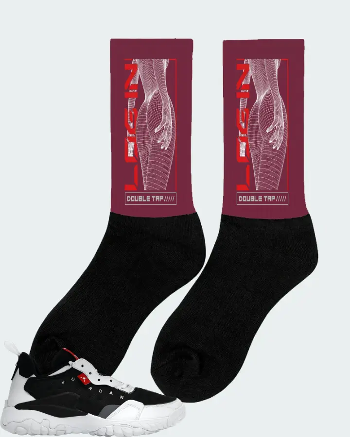 Jordan Delta 2 Sneaker Matching Maroon Socks (LOGIN) - View 3