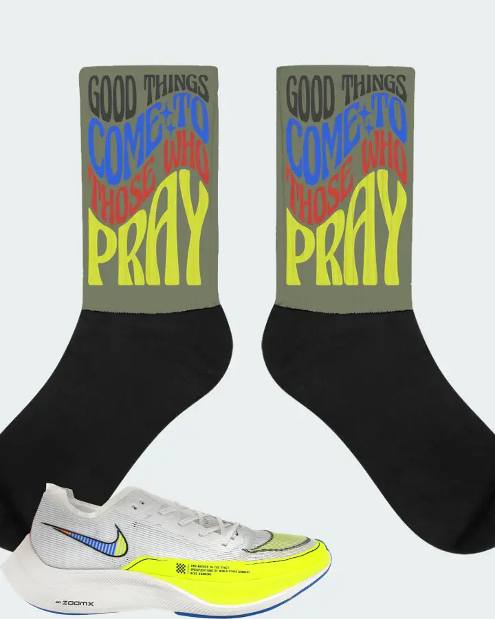 Nike ZoomX Vaporfly Next% 2 Sneaker Matching Olive Socks - Good Things Come To Those Who Pray