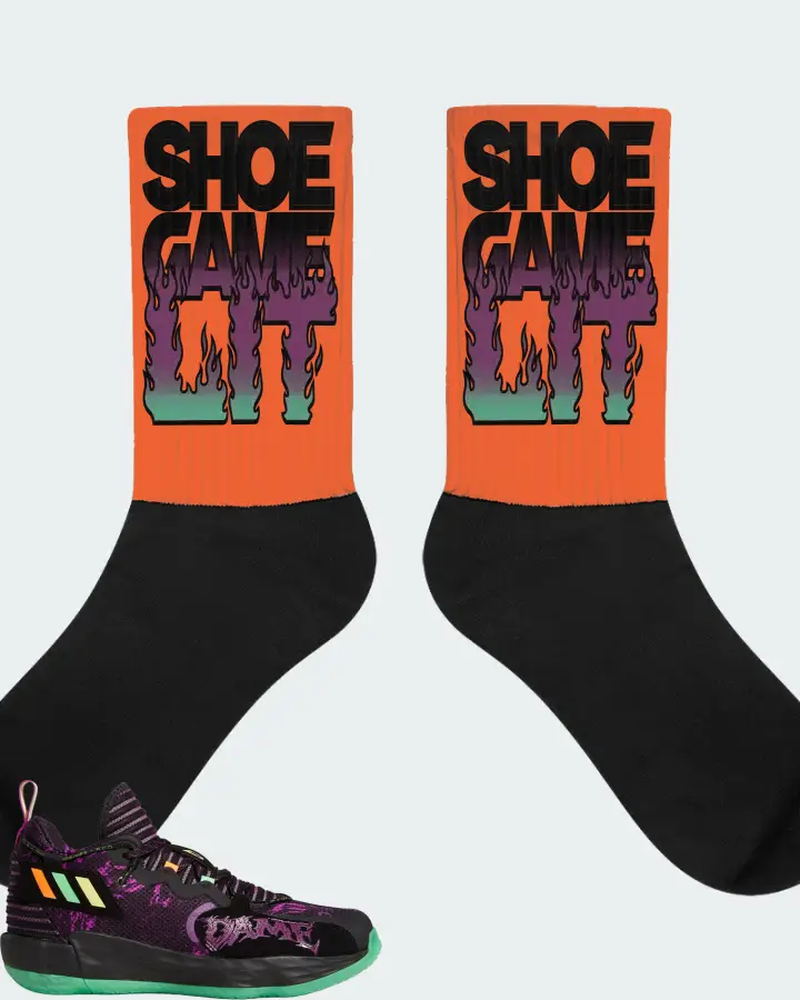 adidas Dame 7 EXTPLY Sneaker Matching Orange Socks - Shoe Game Lit Refreshed
