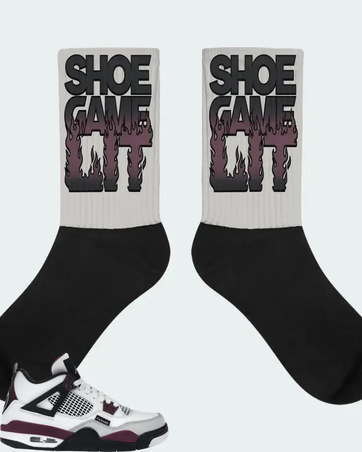 Jordan 4 Retro Sneaker Matching Grey Socks - Shoe Game Lit Refreshed