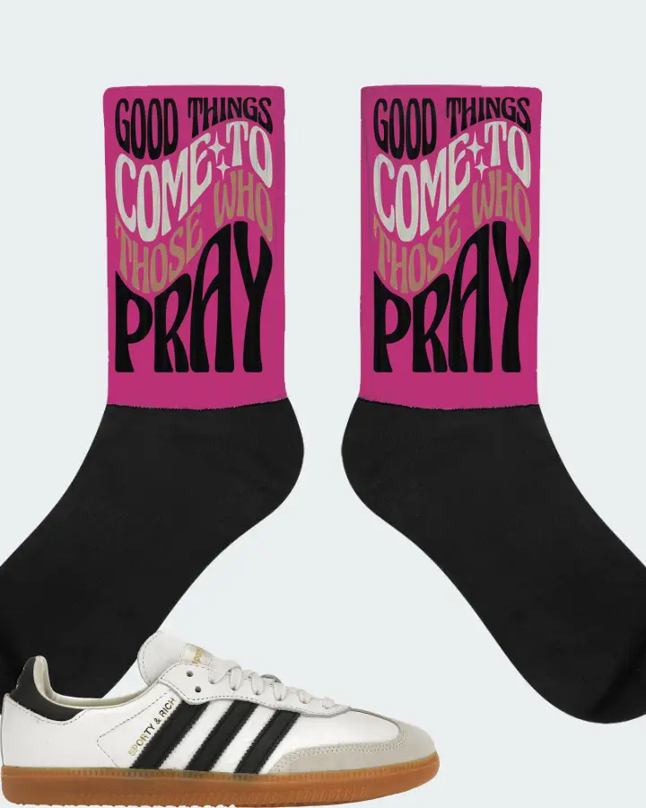 adidas Samba OG Sneaker Matching Berry Socks - Good Things Come To Those Who Pray