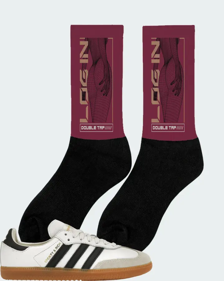 adidas Samba OG Sneaker Matching Maroon Socks (LOGIN) - View 3