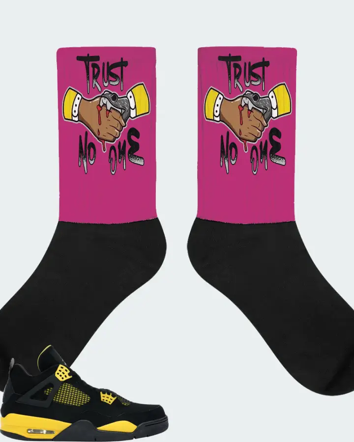 Jordan 4 Retro Sneaker Matching Berry Socks - Trust No One