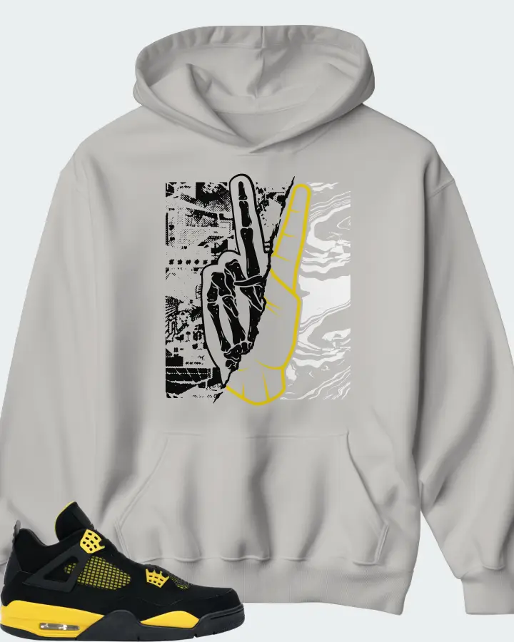Jordan 4 Retro Sneaker Matching Grey Kid's Hoodie - Peace of mind