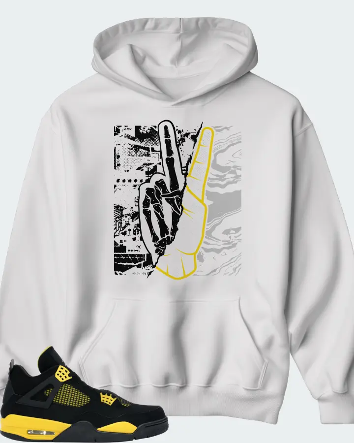 Jordan 4 Retro Sneaker Matching White Kid's Hoodie - Peace of mind