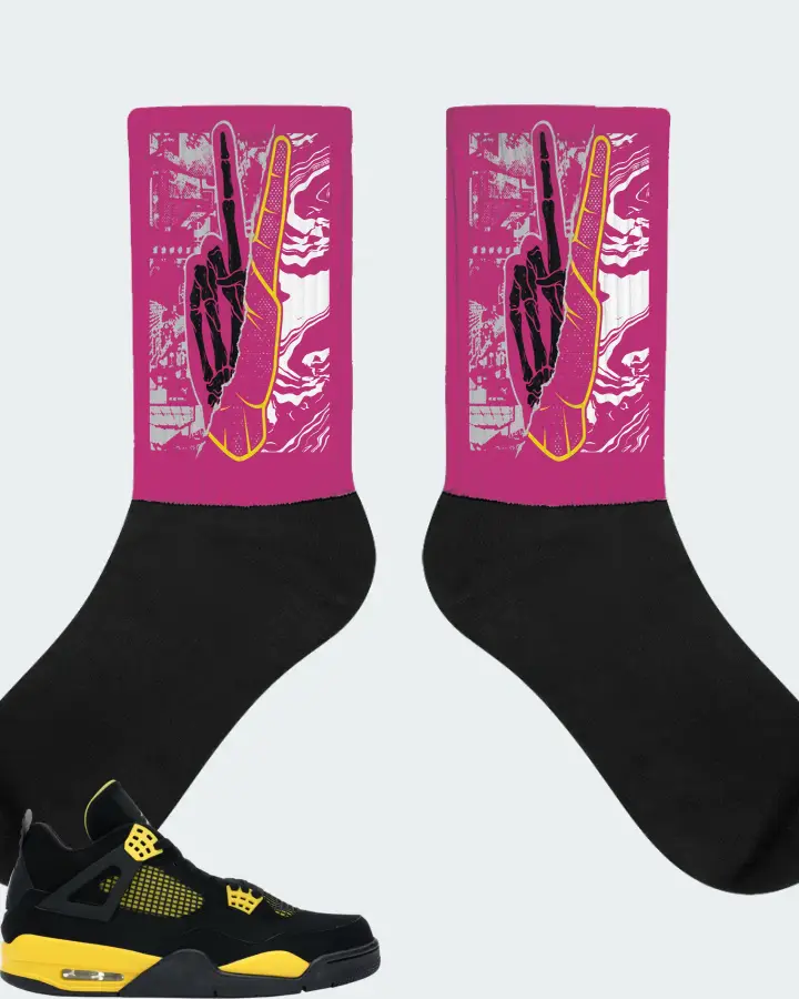 Jordan 4 Retro Sneaker Matching Berry Socks - Peace of mind