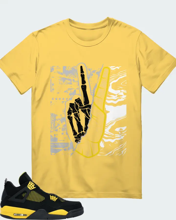 Jordan 4 Retro Sneaker Matching Yellow Gildan T-Shirt - Peace of mind