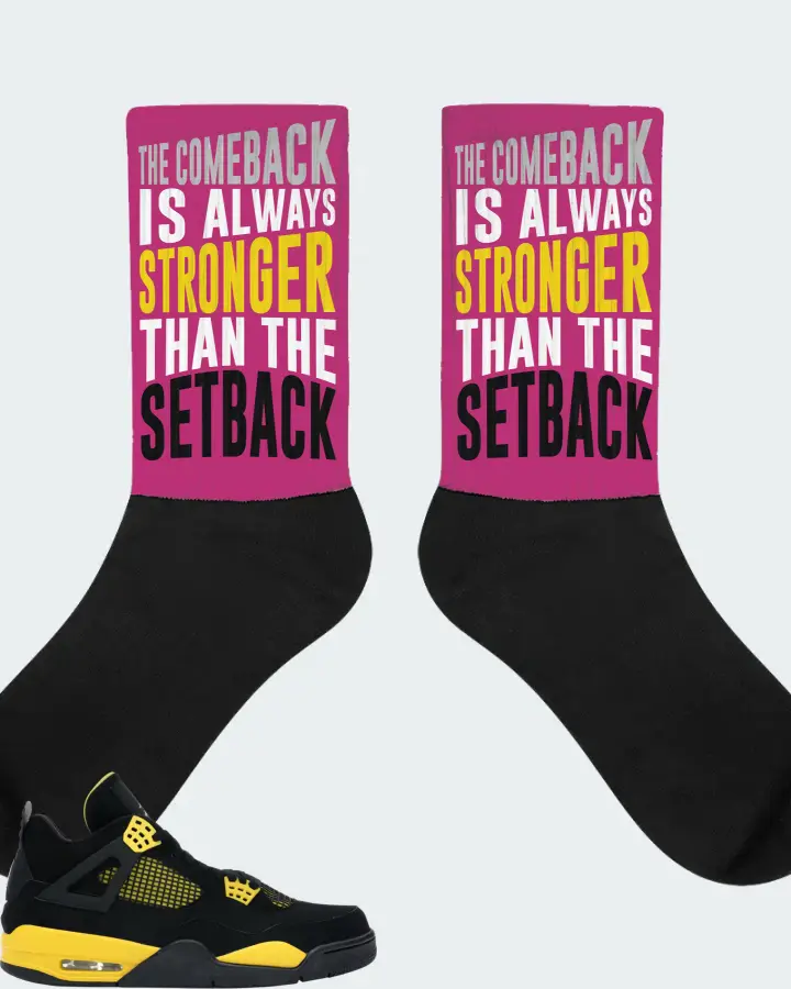 Jordan 4 Retro Sneaker Matching Berry Socks - The Comeback