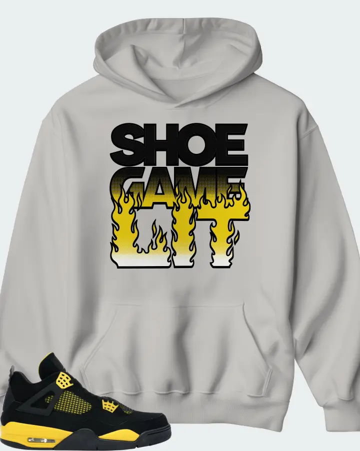 Jordan 4 Retro Sneaker Matching Grey Kid's Hoodie - Shoe Game Lit Refreshed