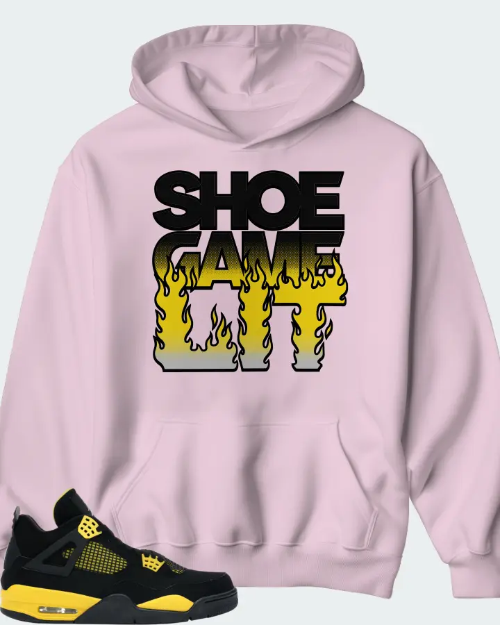 Jordan 4 Retro Sneaker Matching Pink Hoodie - Shoe Game Lit Refreshed