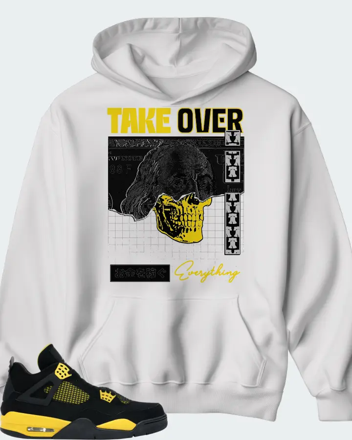 Jordan 4 Retro Sneaker Matching White Kid's Hoodie - Take Over