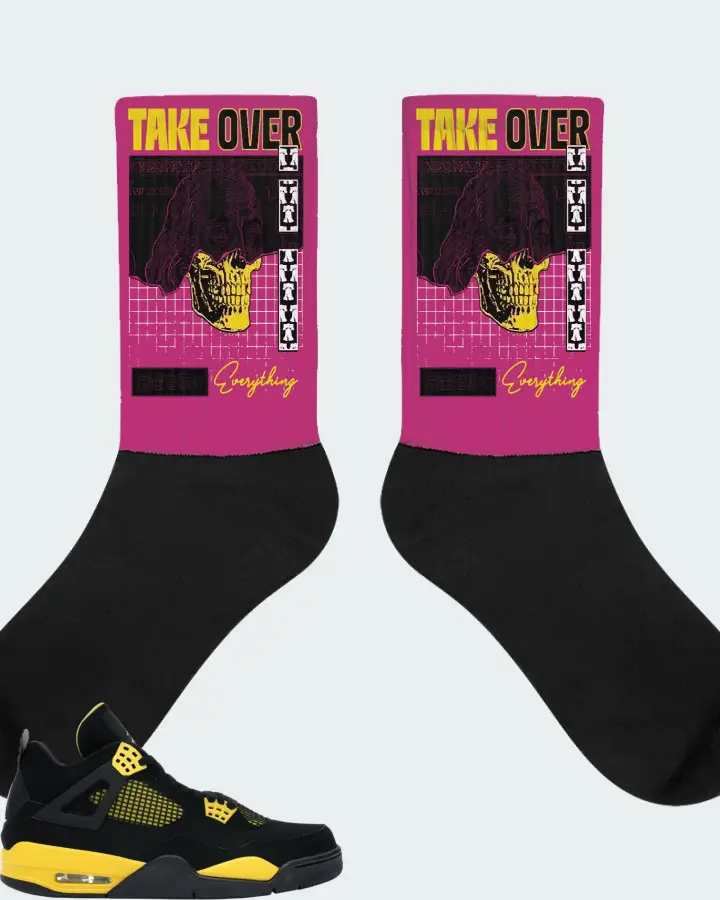 Jordan 4 Retro Sneaker Matching Berry Socks - Take Over