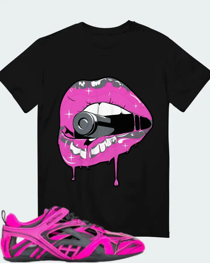 Balenciaga Drive Black Neon Pink  Sneaker Matching Black T-Shirt - Kiss of Death