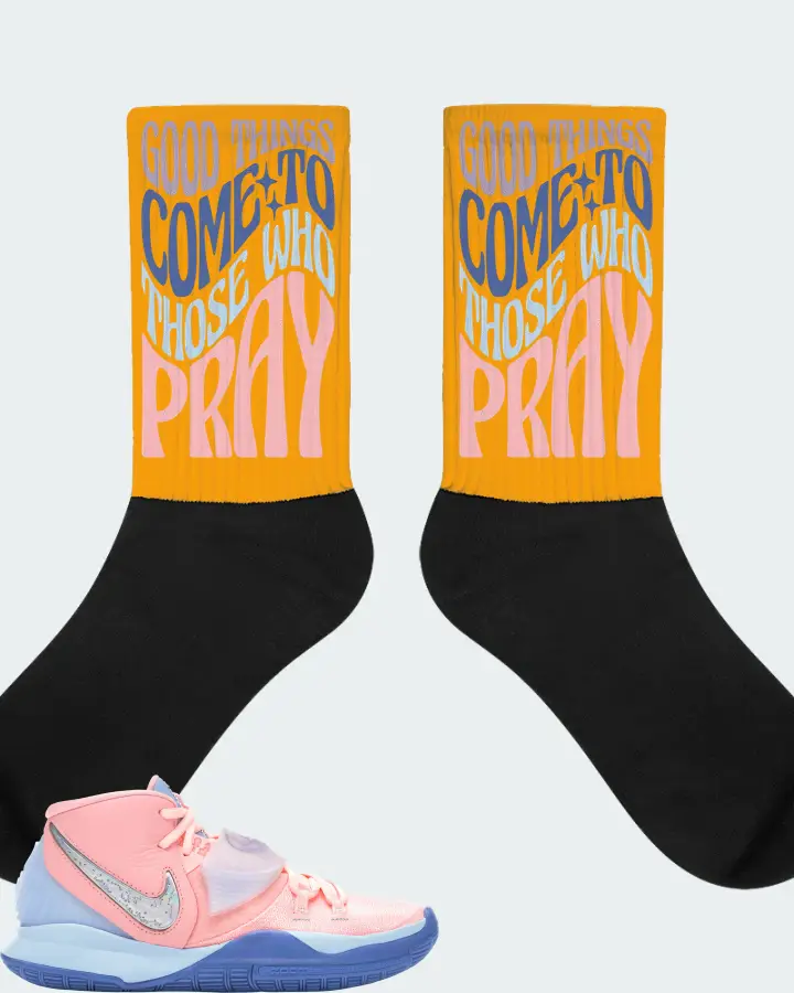 Nike Kyrie 6 Sneaker Matching Gold Socks - Good Things Come To Those Who Pray