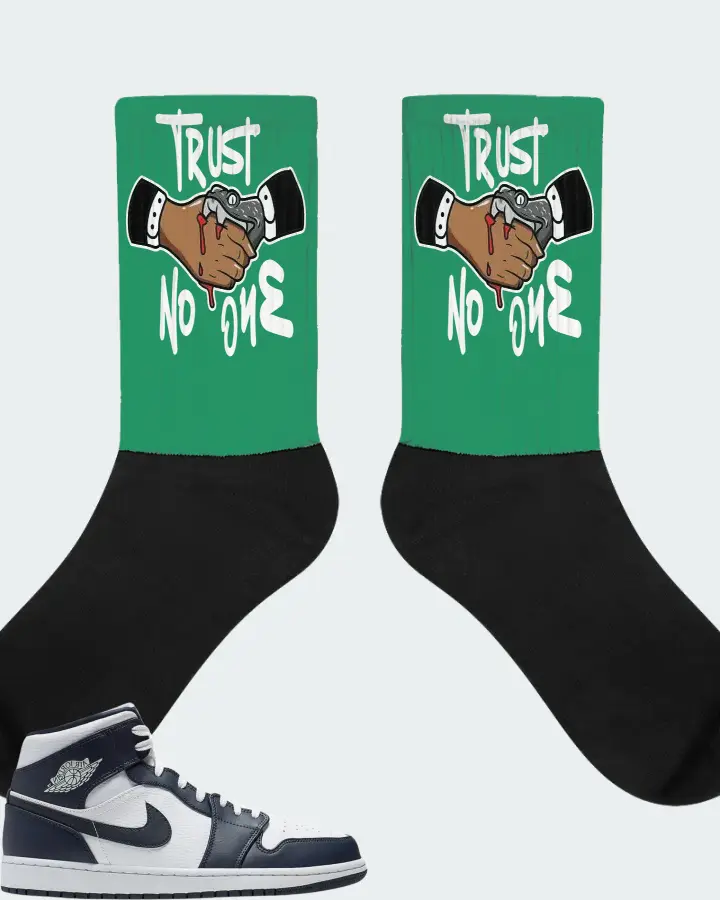 Jordan 1 Mid Sneaker Matching Kelly Green Socks - Trust No One