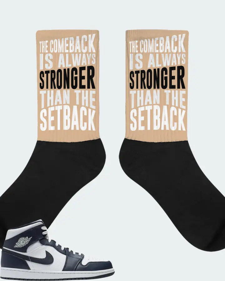 Jordan 1 Mid Sneaker Matching Cream Socks - The Comeback