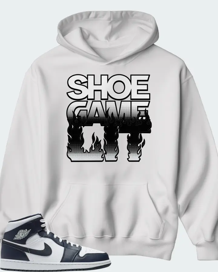 Jordan 1 Mid Sneaker Matching White Hoodie - Shoe Game Lit Refreshed