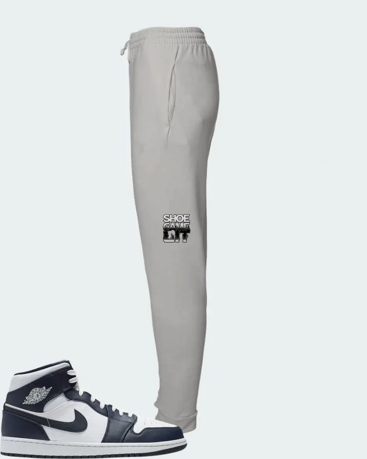Jordan 1 Mid Sneaker Matching Grey Joggers - Shoe Game Lit Refreshed
