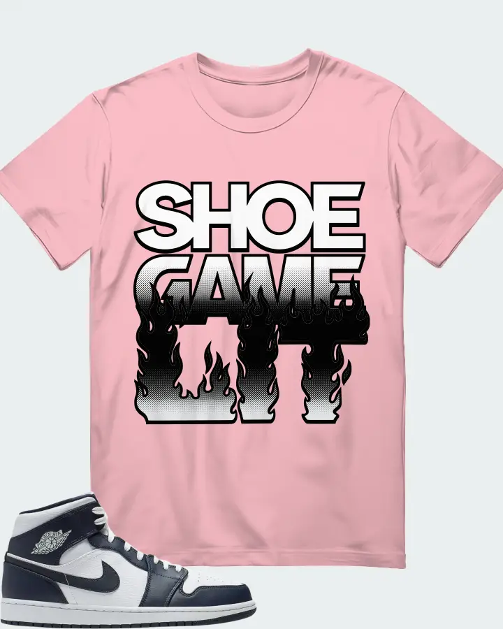 Jordan 1 Mid Sneaker Matching Pink Gildan T-Shirt - Shoe Game Lit Refreshed