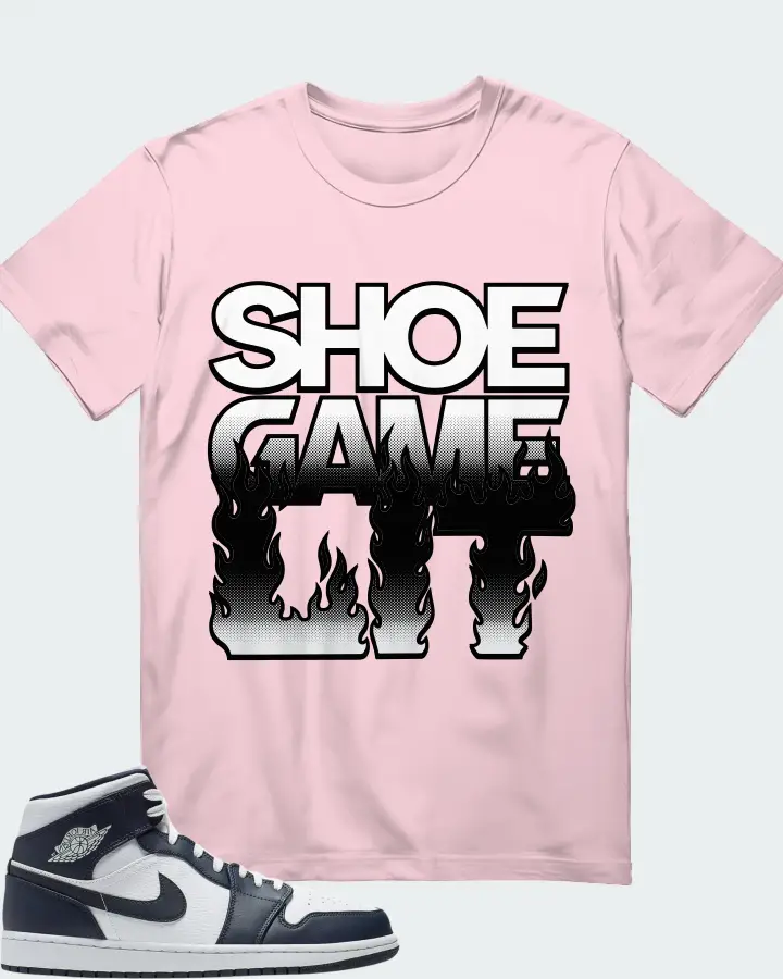 Jordan 1 Mid Sneaker Matching Soft Pink T-Shirt - Shoe Game Lit Refreshed