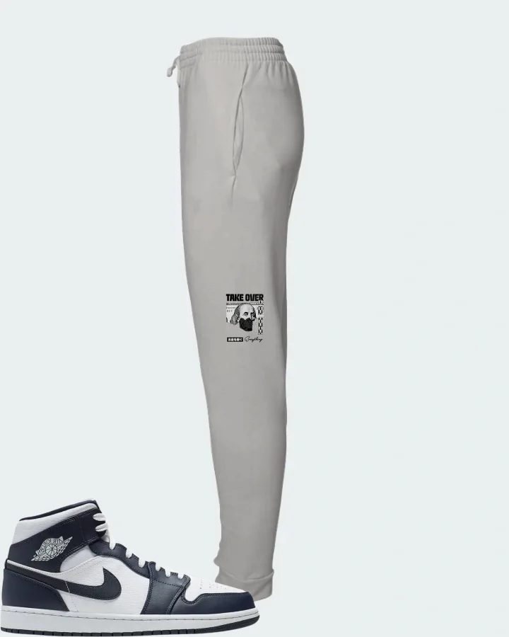 Jordan 1 Mid Sneaker Matching Grey Joggers - Take Over