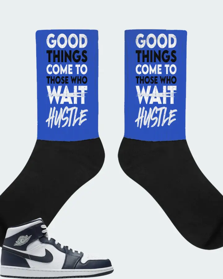 Jordan 1 Mid Sneaker Matching Royal Blue Socks - Good Things Come