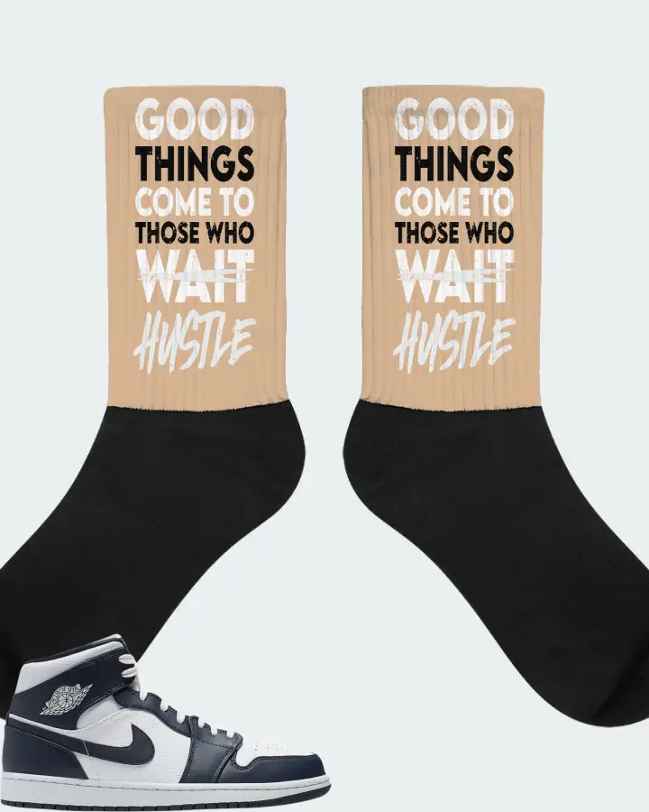 Jordan 1 Mid Sneaker Matching Cream Socks - Good Things Come
