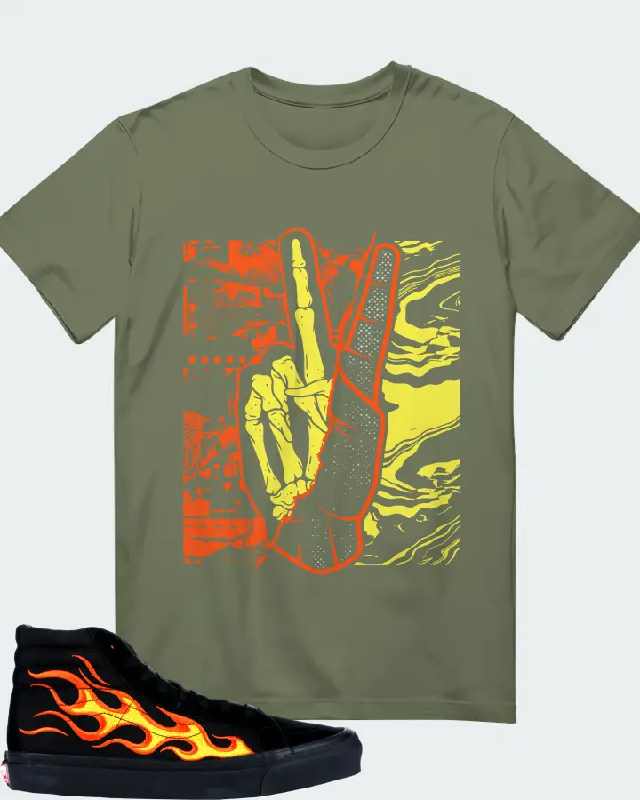 Vans Sk8-Hi Sneaker Matching Olive T-Shirt - Peace of mind