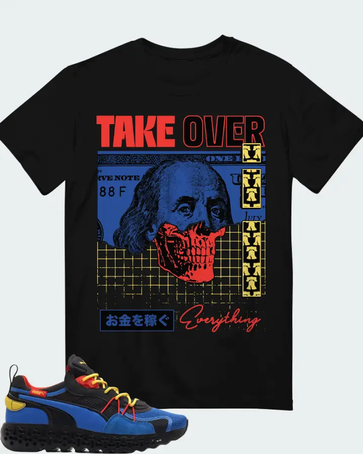 Puma Calibrate Restored  Lapis Blue Fizzy Yellow Sneaker Matching Black T-Shirt - Take Over