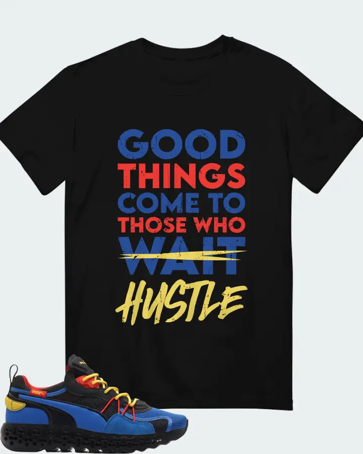 Puma Calibrate Restored  Lapis Blue Fizzy Yellow Sneaker Matching Black T-Shirt - Good Things Come