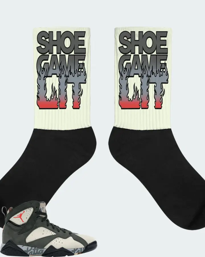 Jordan 7 Retro Sneaker Matching Citron Socks - Shoe Game Lit Refreshed