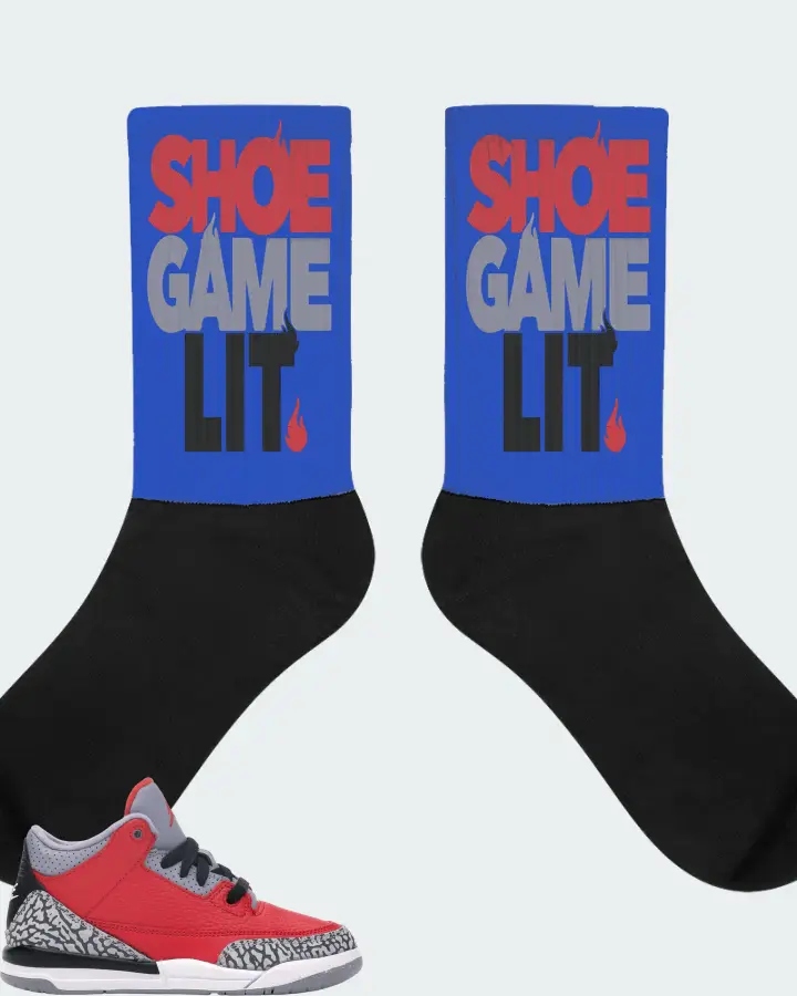 Jordan 3 Retro Sneaker Matching Royal Blue Socks - Shoe Game Lit Classic