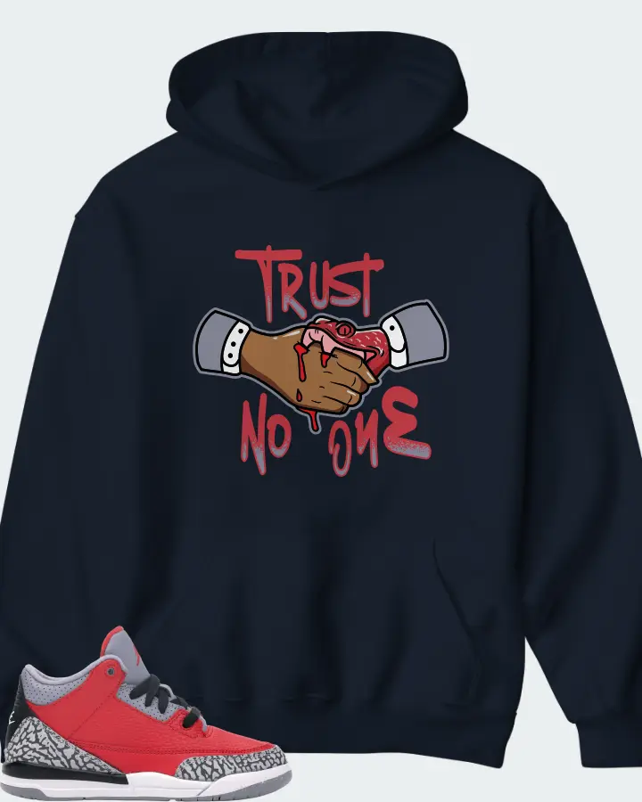 Jordan 3 Retro Sneaker Matching Navy Hoodie - Trust No One