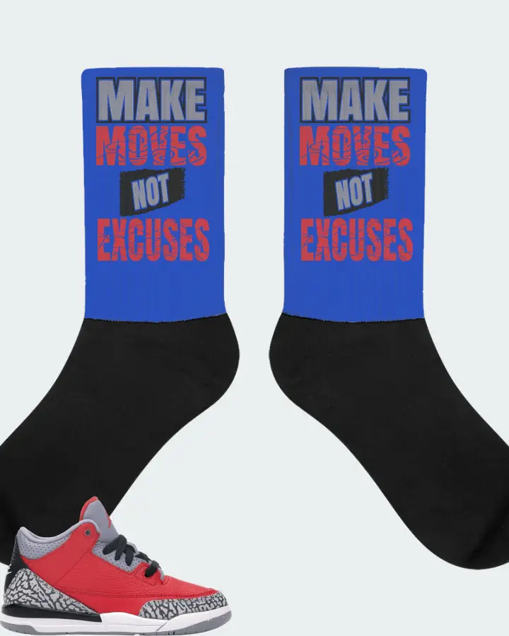 Jordan 3 Retro Sneaker Matching Royal Blue Socks - Make Moves Not Excuses